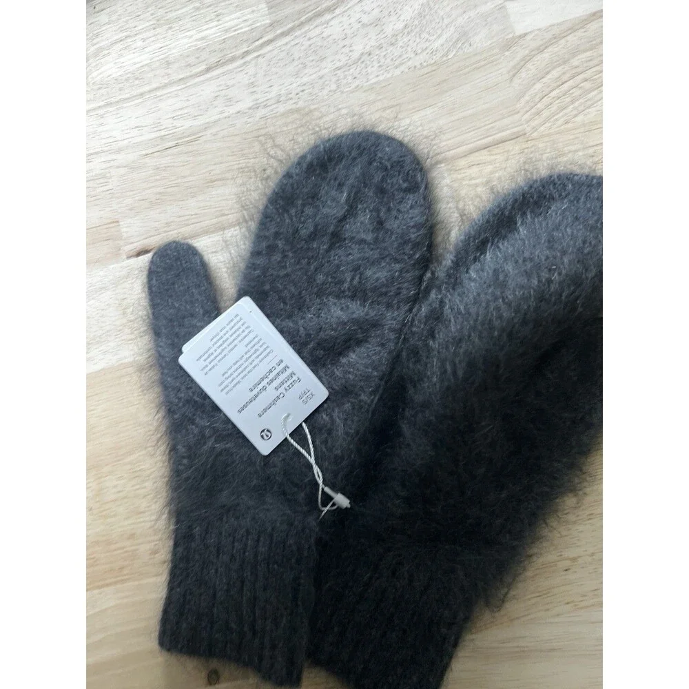 Lululemon Women's Fuzzy Cashmere Mittens dark gray size XS/S New $79 NWT